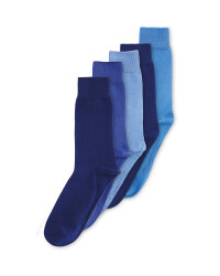 Men's Blue 5 Pack Cotton-Rich Socks