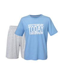 Men's Blue/Grey Shorty Pyjamas