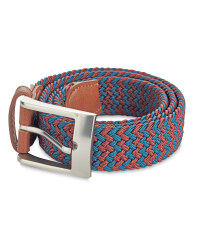 Men's Braided Belt - Olive/Dark Red