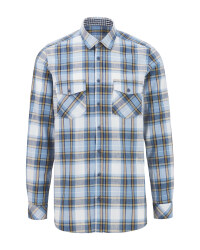 Avenue Men's Blue Check Casual Shirt