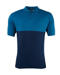 Men's Colour Block Polo Shirt - Blue / Navy
