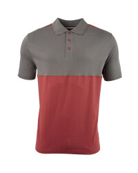 Men's Colour Block Polo Shirt - Charcoal / Burgundy