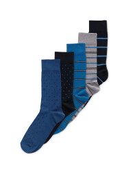 Men's Cotton Blue Socks 5 Pack
