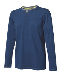 Men's Dark Denim Blue Henley Shirt