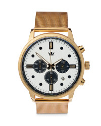 Men's Gold Watch with White Dial