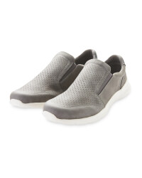 Mens Grey Comfort Slip On Shoes