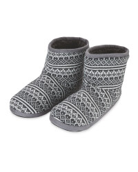 Men's Knitted Slipper Boots - Grey