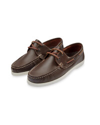 Men's Leather Boat Shoes - Dark Brown