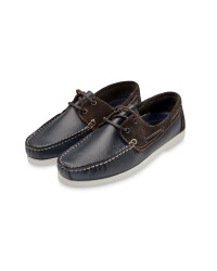 Men's Leather Boat Shoes - Navy / Brown