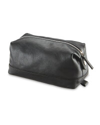Avenue Men's Leather Washbag - Black