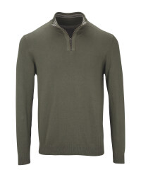 Avenue Men's Olive Half-Zip Jumper