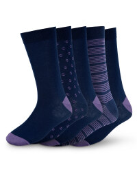 Men's Premium Modal Socks (5 Pack) - Navy/Plum