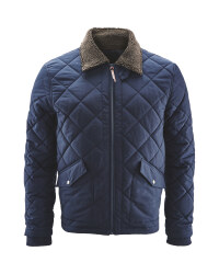 Men's Quilted Jacket Borg Collar