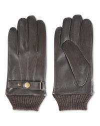 Avenue Men's Rib Cuff Leather Gloves - Brown