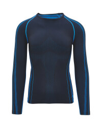 Men's Seamless Base Layer Top - Black/Blue