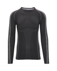Men's Seamless Base Layer Top - Black/Grey