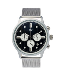 Men's Silver Watch with Black Dial