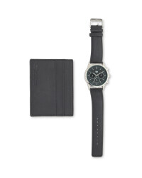 Men's Watch & Cardholder Gift Set - Black