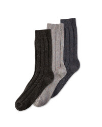 Men's Wool Blend Socks 3-Pack - Grey/Black