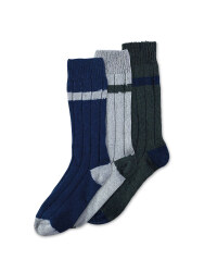 Men's Wool Blend Socks 3-Pack - Grey/Green
