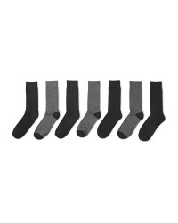Mens Black/Greys Socks 7-Pack