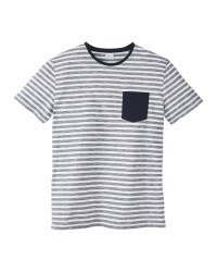 Mens Navy/White Striped Crew T-Shirt