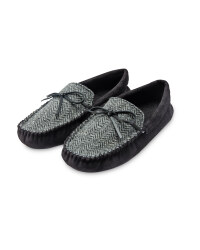 Mens Tweed Suedette Moccasins