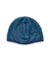 Merino Wool Striped Reverse Beanie - Blue/Turquoise
