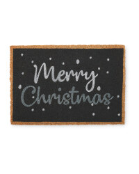 Merry Christmas Grey Coir Mat