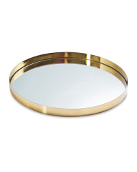 Mirrored Glass Drinks Tray - Brushed Gold
