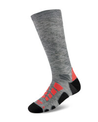 Mid Compression Running Socks - Light Grey Melange/Coral