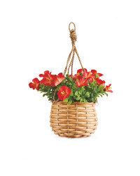 Mini Red Artificial Flower Basket