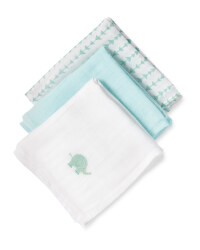 Muslin Cloths 3-Pack Green Elephant