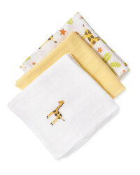 Muslin Cloths 3-Pack Yellow Giraffe