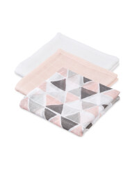 Pink Geo Muslin Cloths 3 Pack