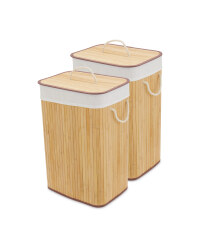 Natural Bamboo Laundry Basket 2 Pack