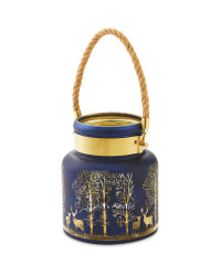 Navy & Gold Winter Scene Lantern
