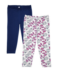 Navy & Pink Floral Leggings