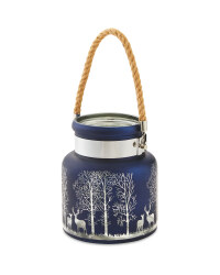 Navy & Silver Winter Scene Lantern