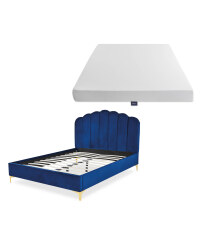 Navy King Scallop Bed & Mattress