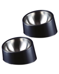 Navy Slanted Pet Bowl 2 Pack