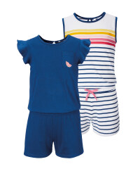 Navy/Stripe Girls' Playsuit 2 Pack
