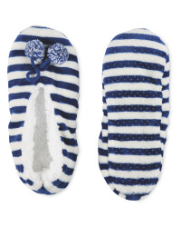 Avenue Navy Stripe Slipper Socks