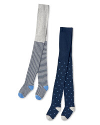 Navy/Grey Stripes Infants Tights