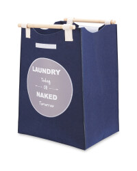Navy Laundry Bag With Slogan