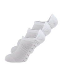No Show Sports Socks 3 Pack - White/Grey