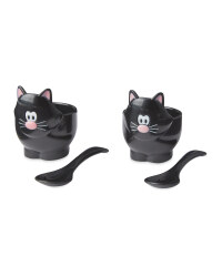 Black Cat Novelty Egg Cup Set