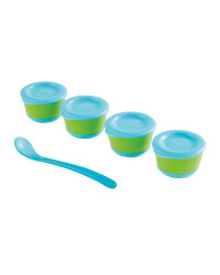 Nuby Pots With Lids & Spoon - Blue