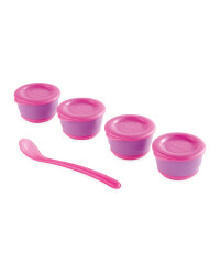 Nuby Pots With Lids & Spoon - Pink