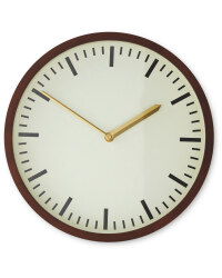 Sempre Oak Wall Clock - Dark Oak/White